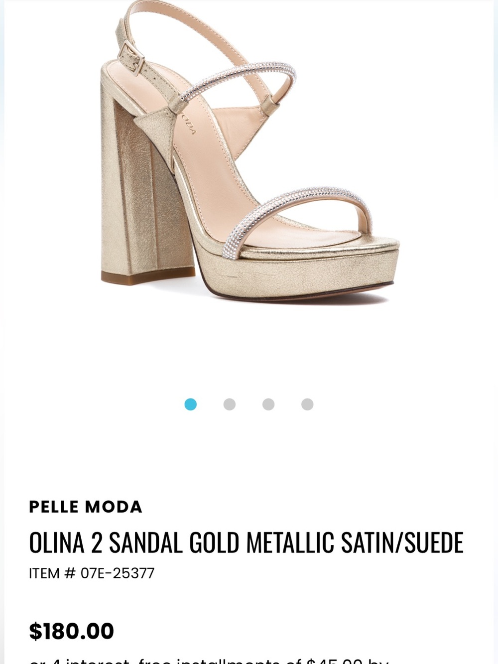 Pelle Moda ($180) Shimmery Gold Block Heel Platform Sandals Rhinestone Straps